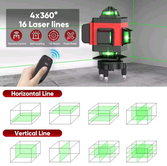 Nivel Laser 16 linhas 4D c/ Tripé