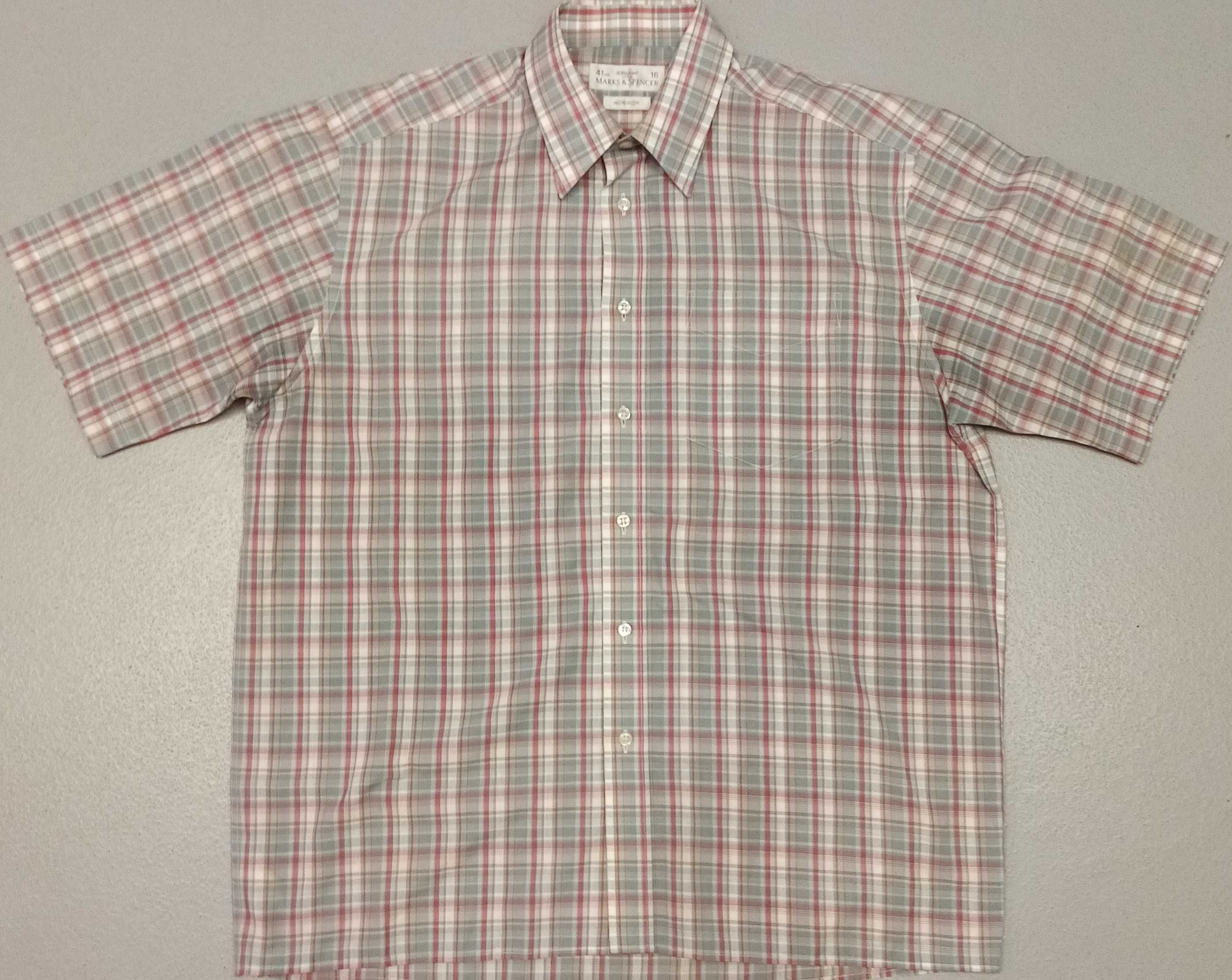 R) MARKS&SPENCER męska koszula kratka kr.rękaw roz.L/XL