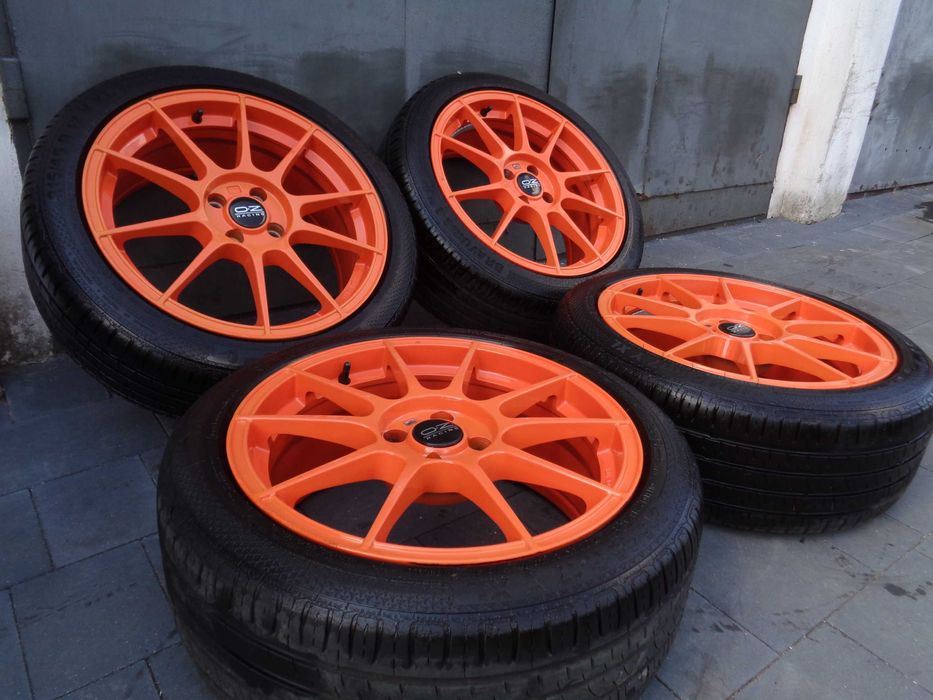 Pomarańczowe alufelgi OZ 17 cali 4x100 Opel, Toyota, Kia, Honda, opony