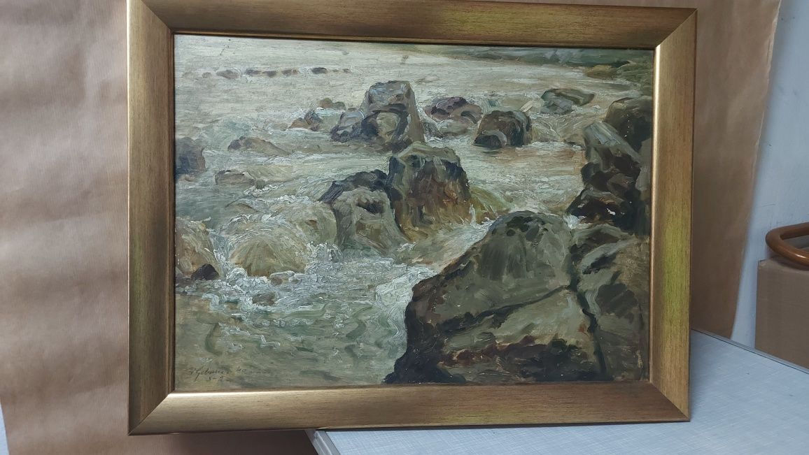 Obraz Sygnowany 1940 r. Potok górski