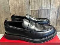 Buty męskie czarne skórzane półbuty Hugo Boss Lenner Loafer 45