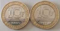 Lote de 2 Moedas de 10 francos, de 1989, França