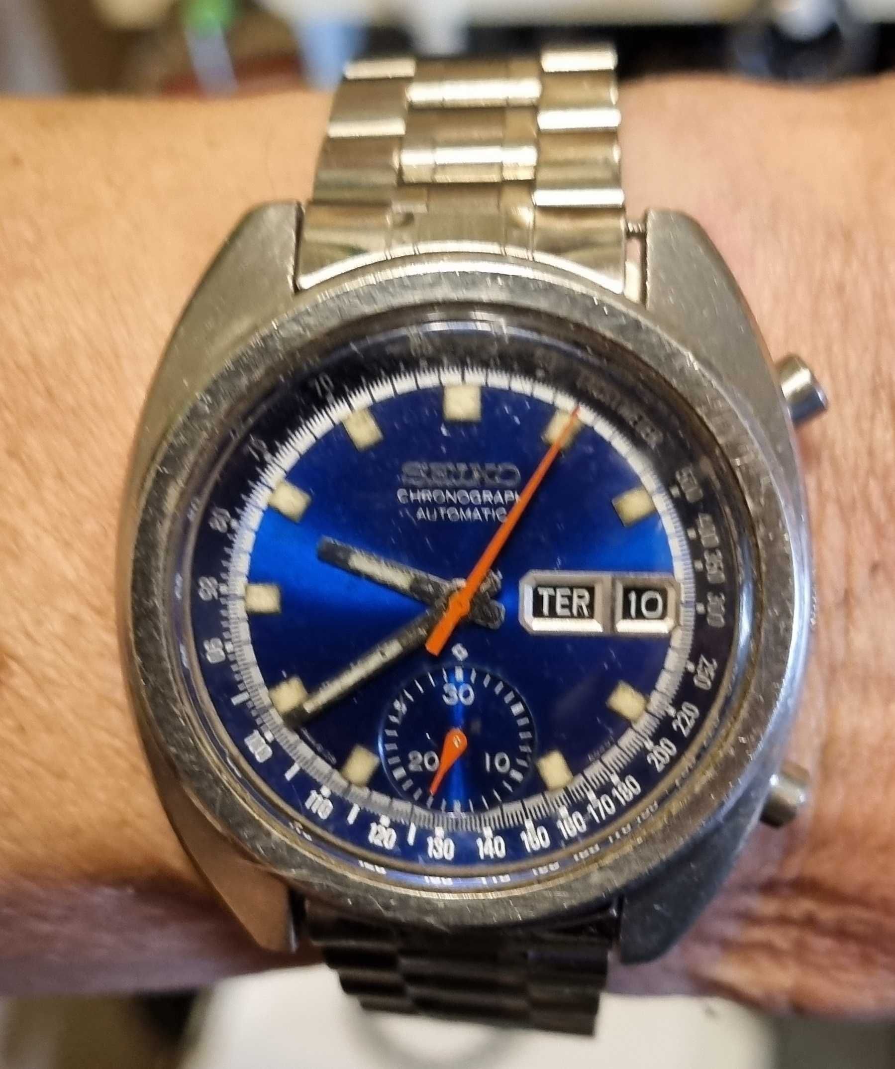 Seiko Relógio Cronógrafo "BRUCE LEE" Deep Blue dos anos 70