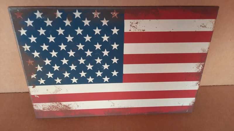 Placa decorativa em metal da abandeira Americana