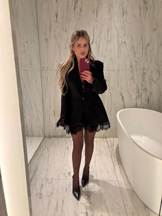 Żakiet marynarka koronka sm czarna