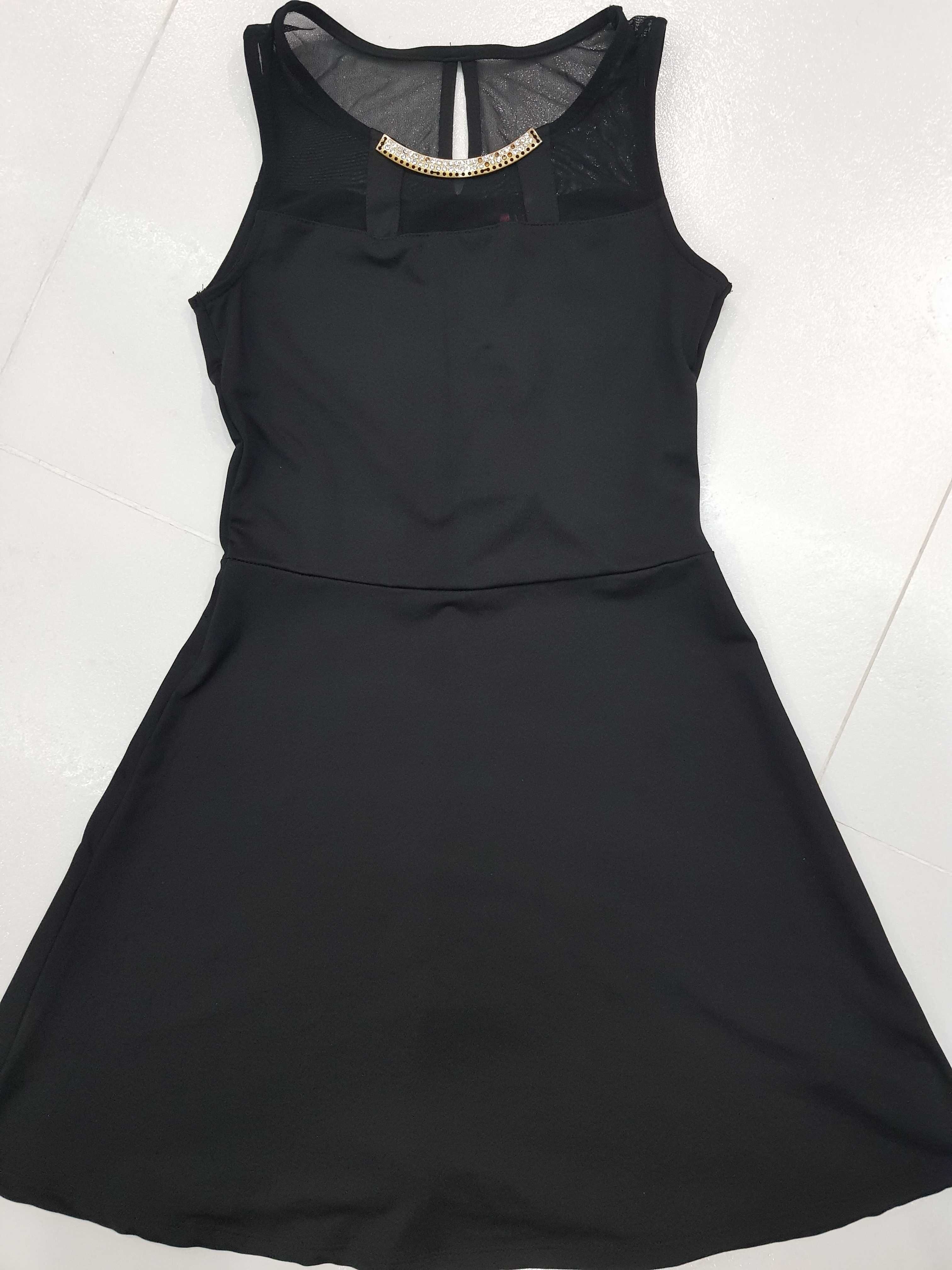 Melrose sukienka xxs czarna elastyczna blaszka siateczka cyrkonie