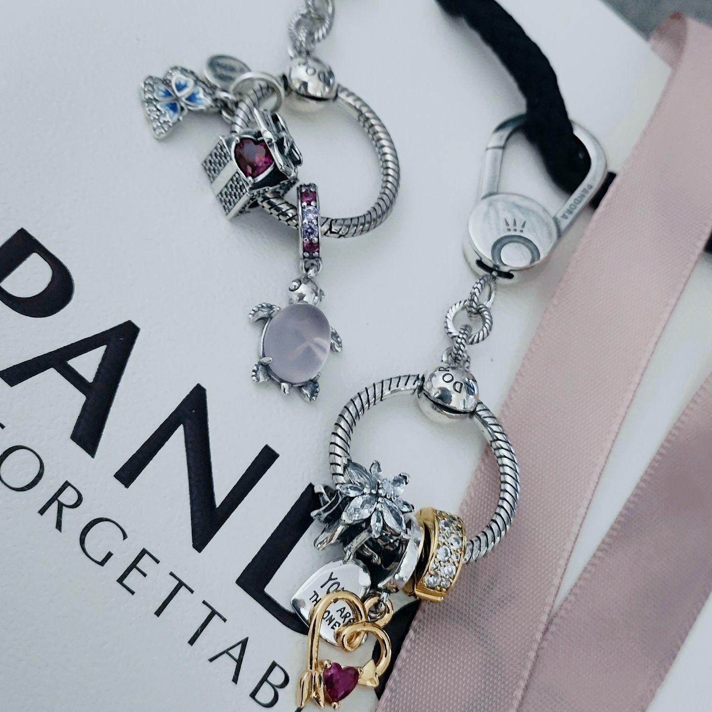 Брелок Пандора Pandora шарми намистини сердечко квітка подарунок