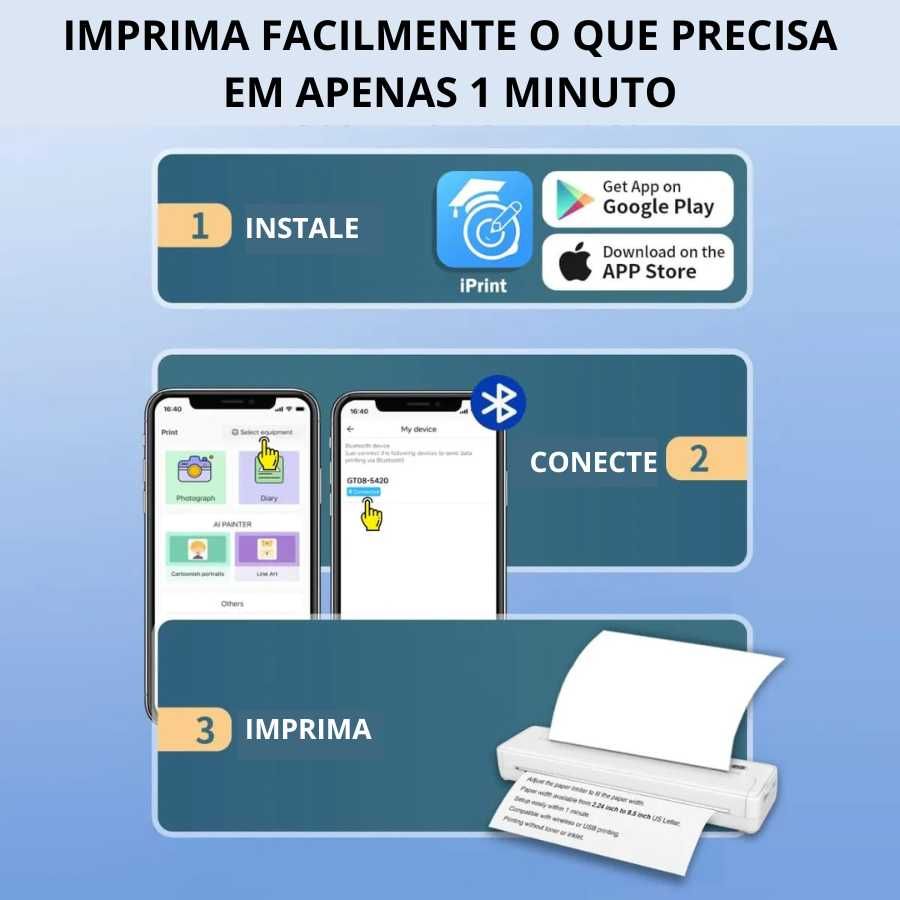 Impressora Térmica A4 Portátil / Tattoo (STENCIL) BLUETOOTH
