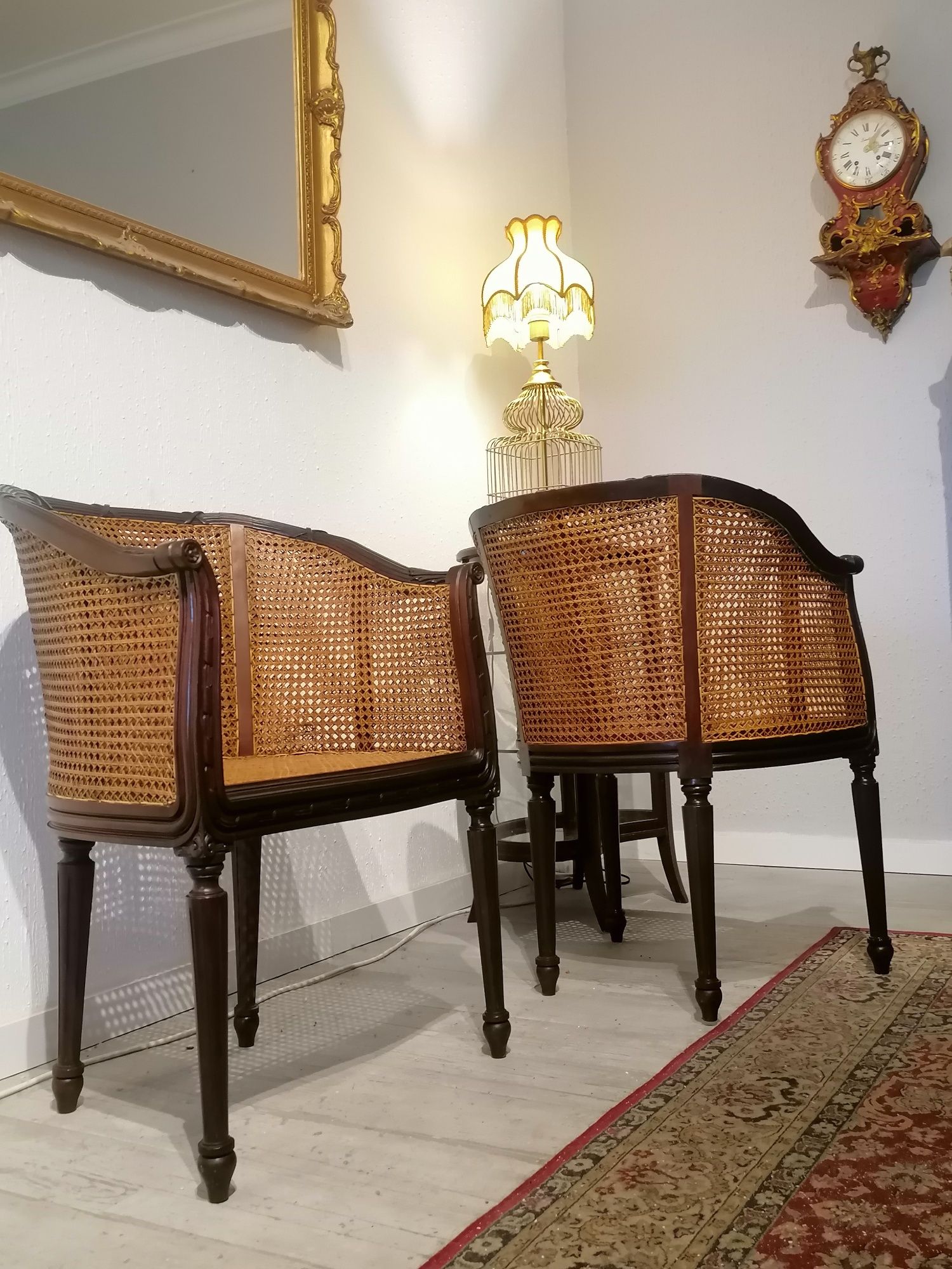 4 quatro Cadeirões (ou Bergeres Poltronas Cadeiras) Luís XVI. Palhinha