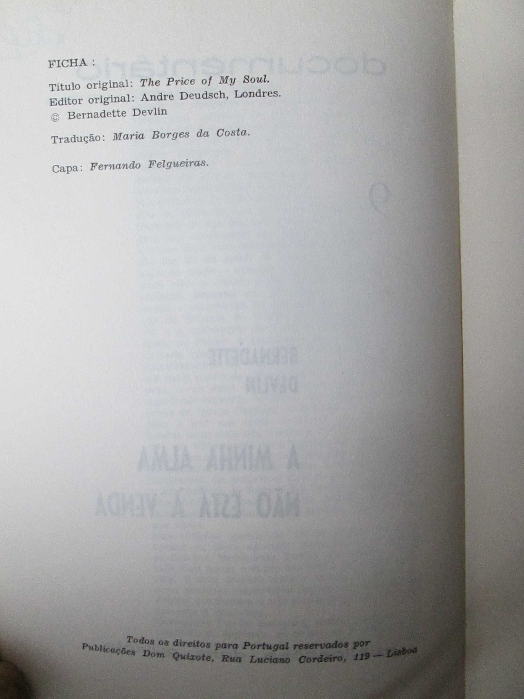 A Minha Alma Não Está Á Venda, de Bernadette Devlin