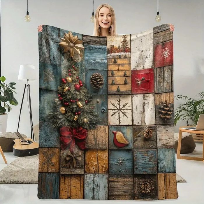 Koc Narzuta święta świąteczny klasyk choinka prezent 150x200 cm CK6