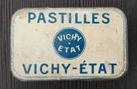 Metalowe opakowanie pastylek Vichy