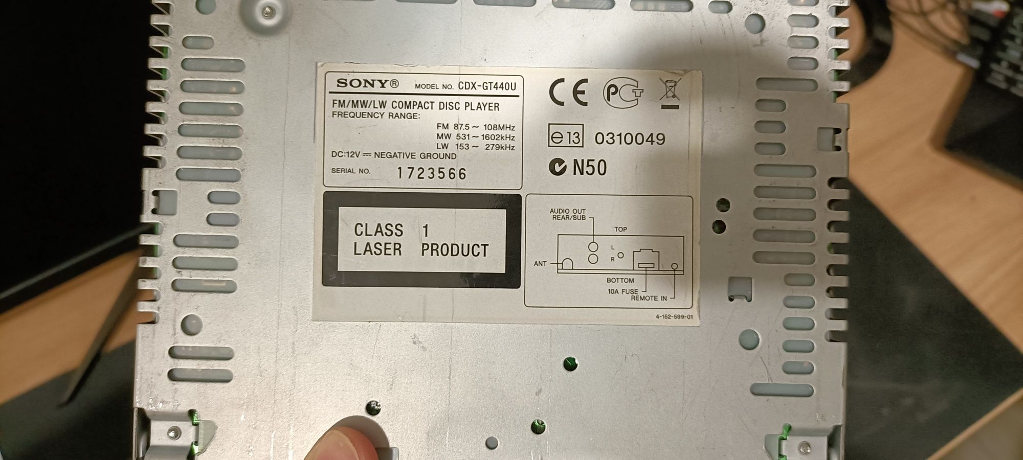 Auto radio Sony CDX-GT44 sem BT