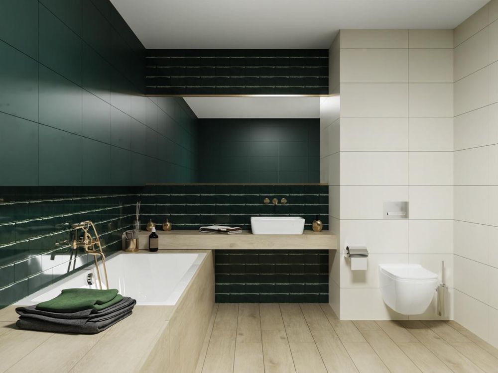 Płytki ścienne 30/60 Porcelano Green Mat Zieleń Ciemna zieleń Ceramika