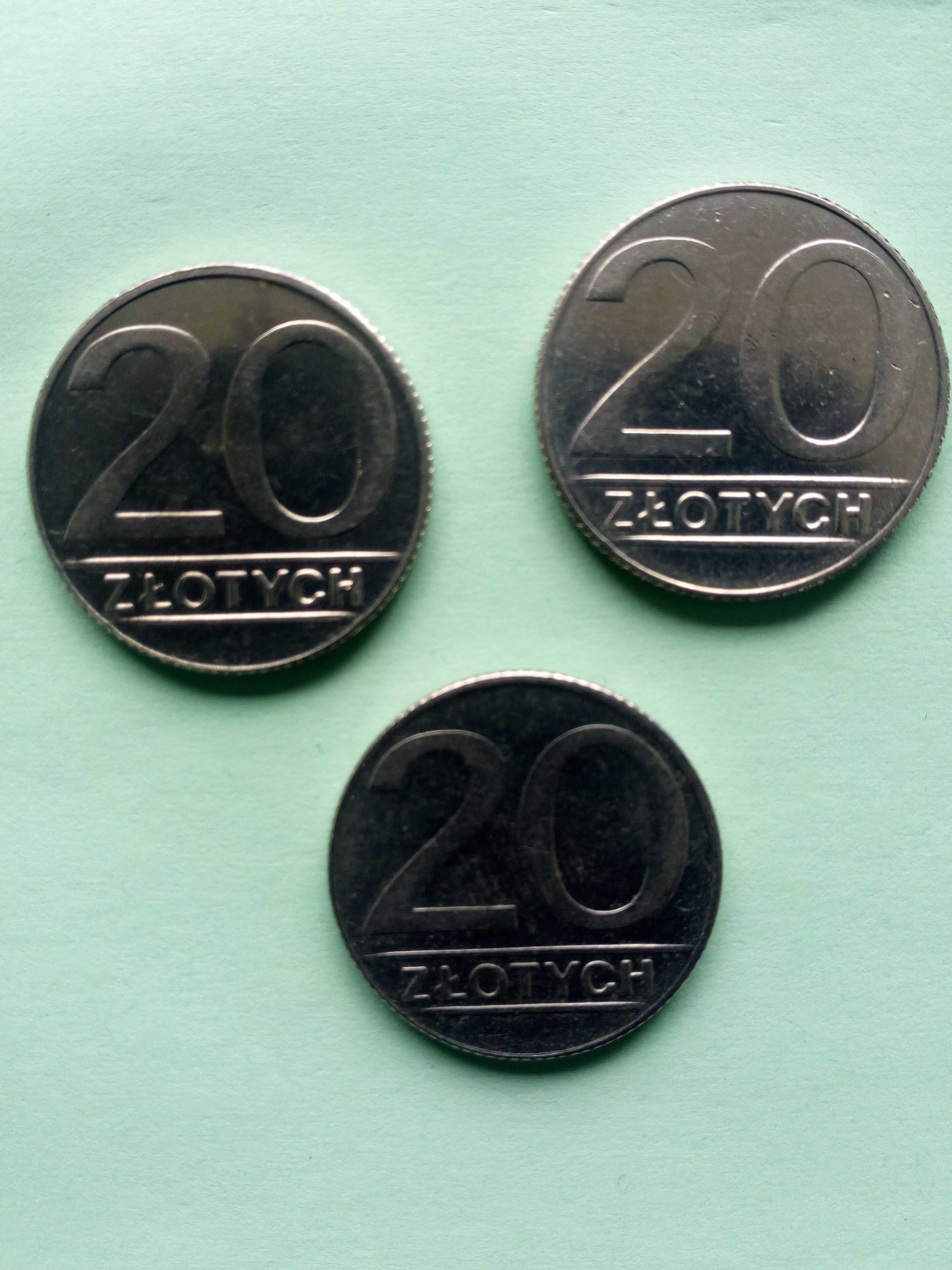 Monety 20zł-3szt. z 1989r.