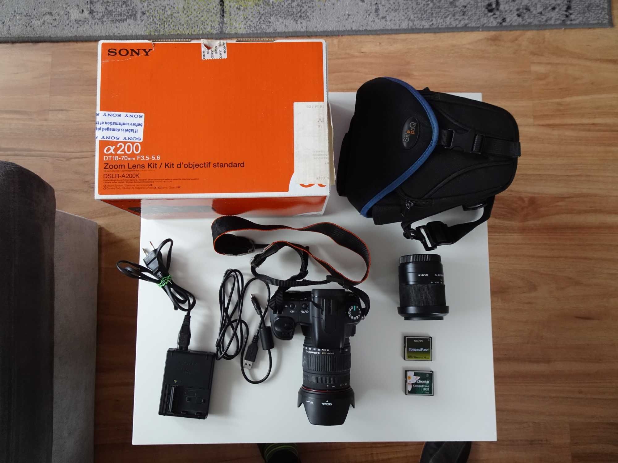 Sony Alpha DSLR-A200 komplet + obiektyw Sigma DC 18-200 mm