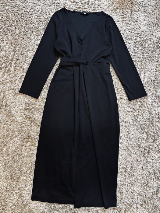 Черное платье с разрезом длинное нарядное платье с вырезом сукня максі