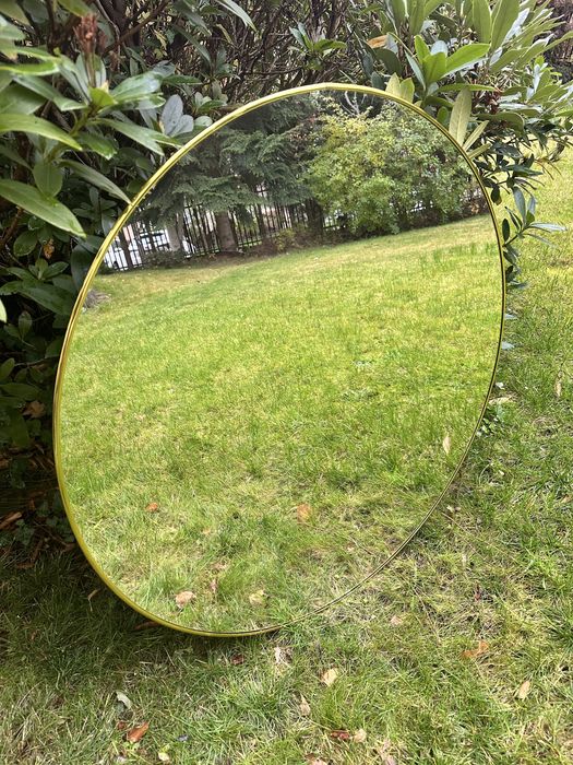 Ogromne Lustro Okrągłe 100 cm w Złotej Ramie
