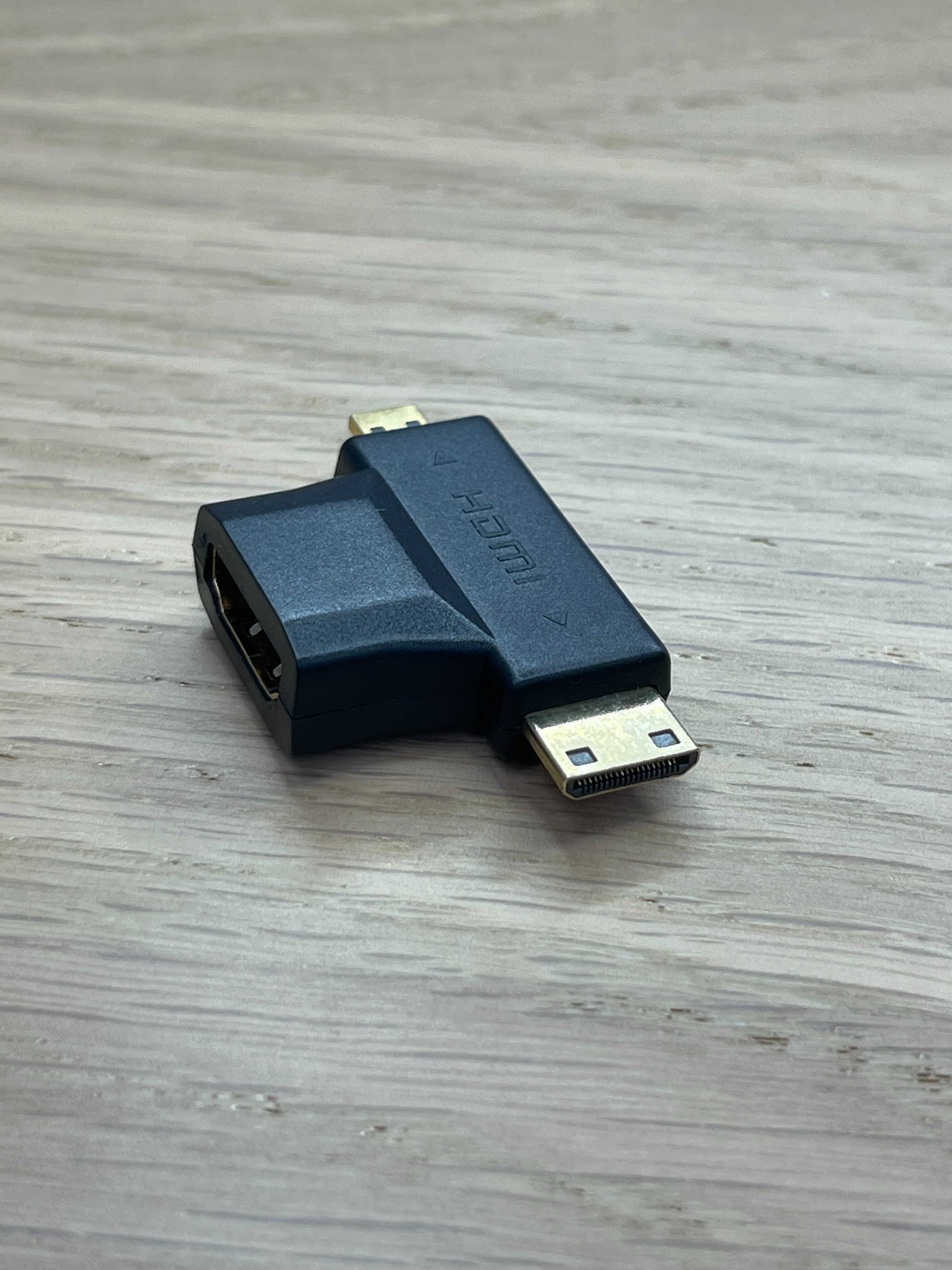 Adapter złączka HDMI-A żeńska do HDMI-C + HDMI-D męska