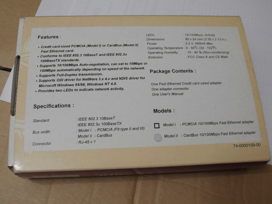 Placas PCMCIA DTV Targa & Fast Ethernet Adaptor 10/100 Mbps