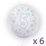 Balony z cyfrą "5" (6 sztuk), gwiazdki niebieskie. Tuban. Nowy Produkt