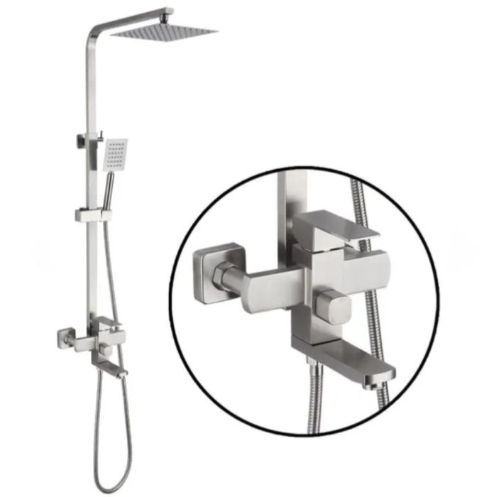 душова система із змішувачем квадратної форми з нержавіючої сталі SUS3