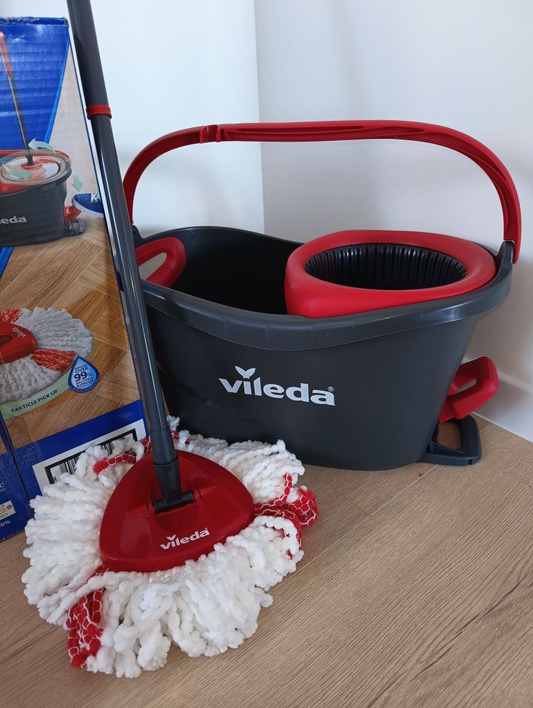 Nowy mop Vileda Turbo obrotowy 3w1 teleskopowy teleskopowy + Ajax 1L
