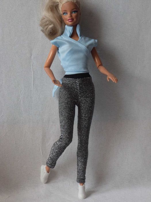 Ubranka dla lalki Barbie - Srebrne legginsy, bluzeczka, adidasy !!!