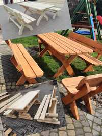 Meble ogrodowe stół ława ławki grube solidne ciężkie różne wzory