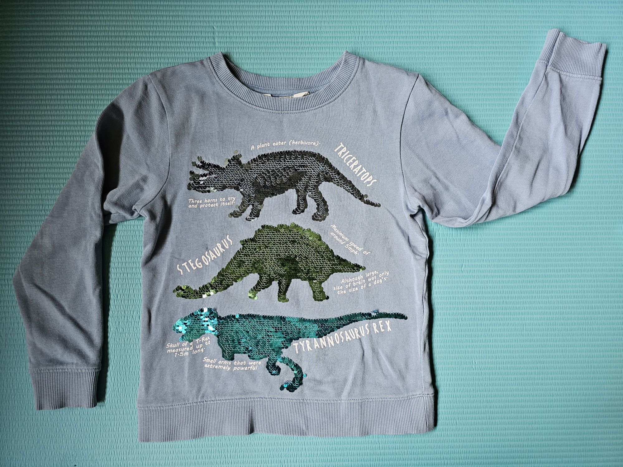 Bluza z cekinami H&M w dinozaury r. 122-128