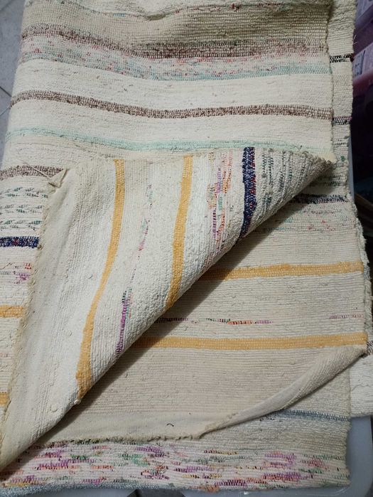 Manta de fitas antiga confecção em tear