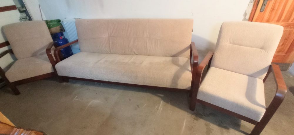 Sofa kanapa rozkładana z 2 fotelami