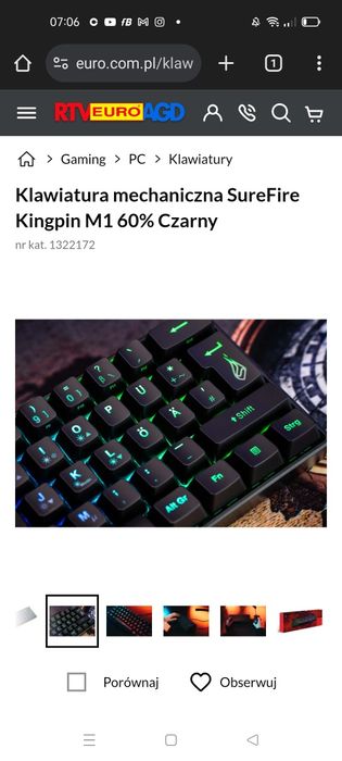 Klawiatura Mechaniczna SureFire Kingpin M1 60% Czarny