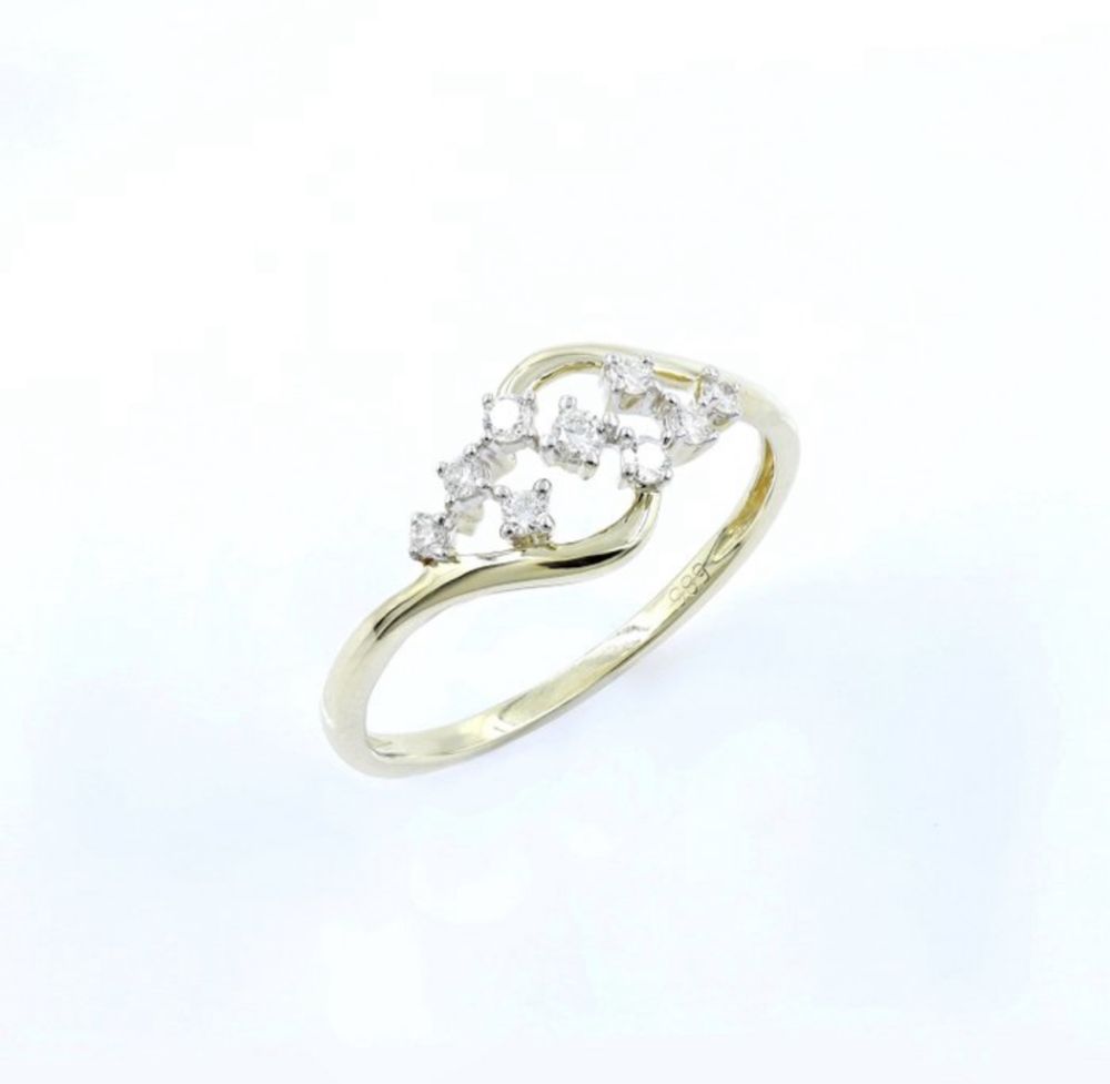 Anel 14K Ouro Amarelo - 0.18ct tw. Diamante Natural