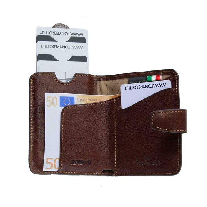 Carteira com presilha de couro italiano de Tony Perotti