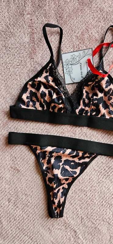 komplet bielizny panterka seksowny sexi sexy lingerie 36S Dzień Kobiet