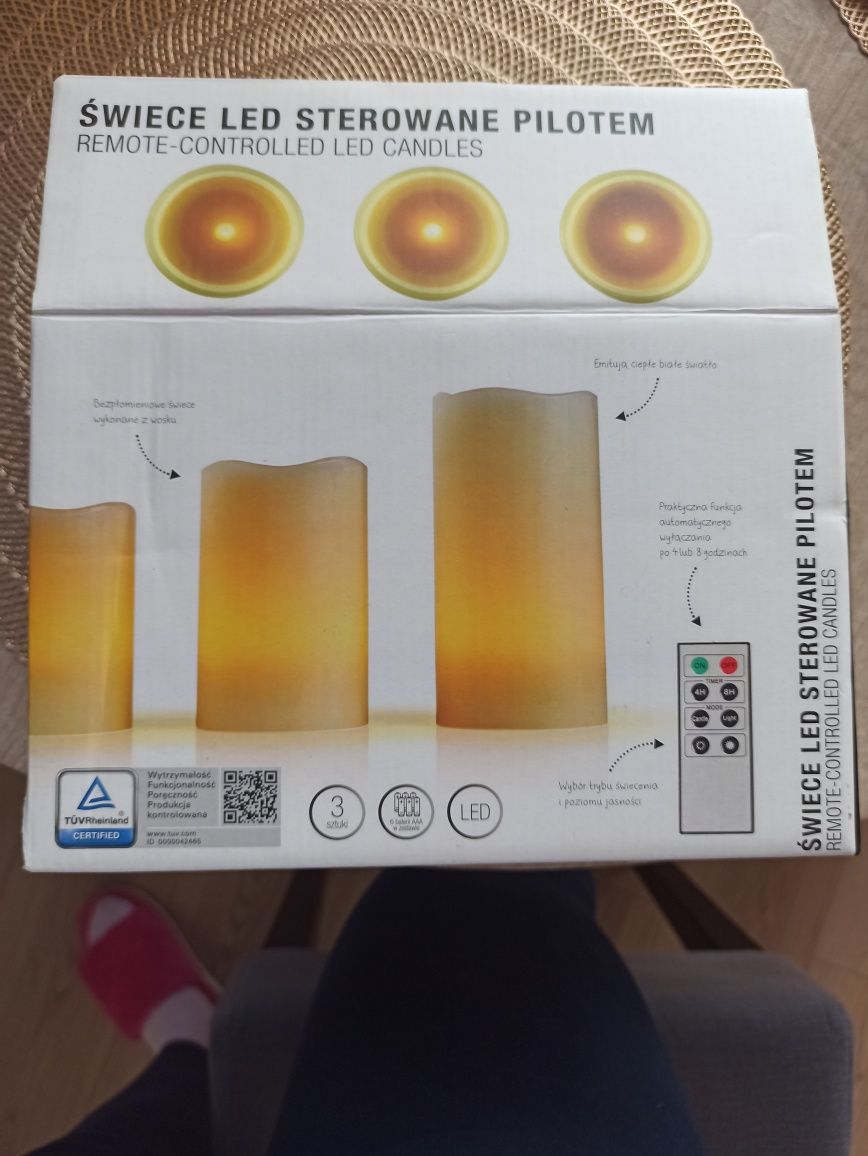 Świece Led sterowane pilotem 3 szt.