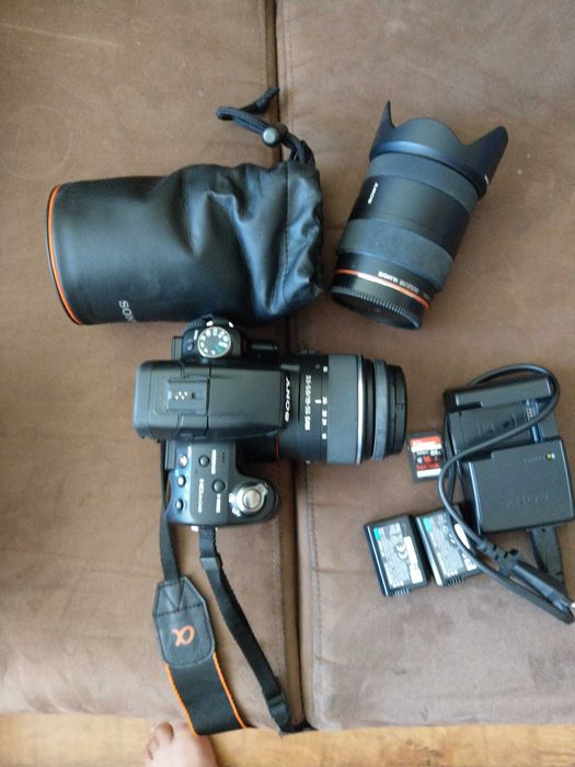 Sony Alfa 55vl zestaw lustrzanka wersja z gps + obiekty carl zeiss