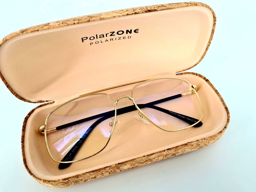 Nowe modne złote okulary zerówki do komputera marki Polarzone