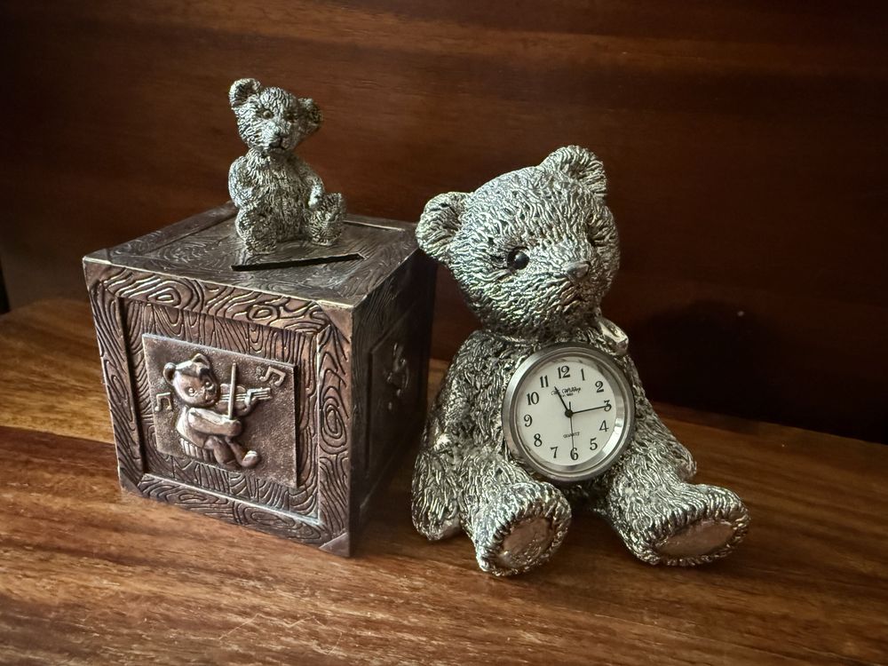 Komplet skarbonka i zegarek kolekcjonerski Teddy Bear