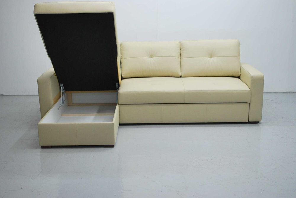 FAB 1100 beżowa skóra naturalna narożnik, rogówka kanapa sofa spanie