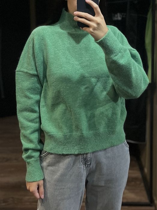 Зелений теплий овесайз светр