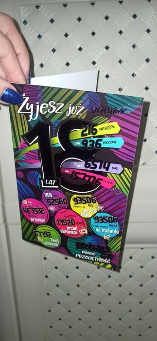 Kartka okolicznościowa na 18 - stkę nowe ( kilka w sprzedaży)