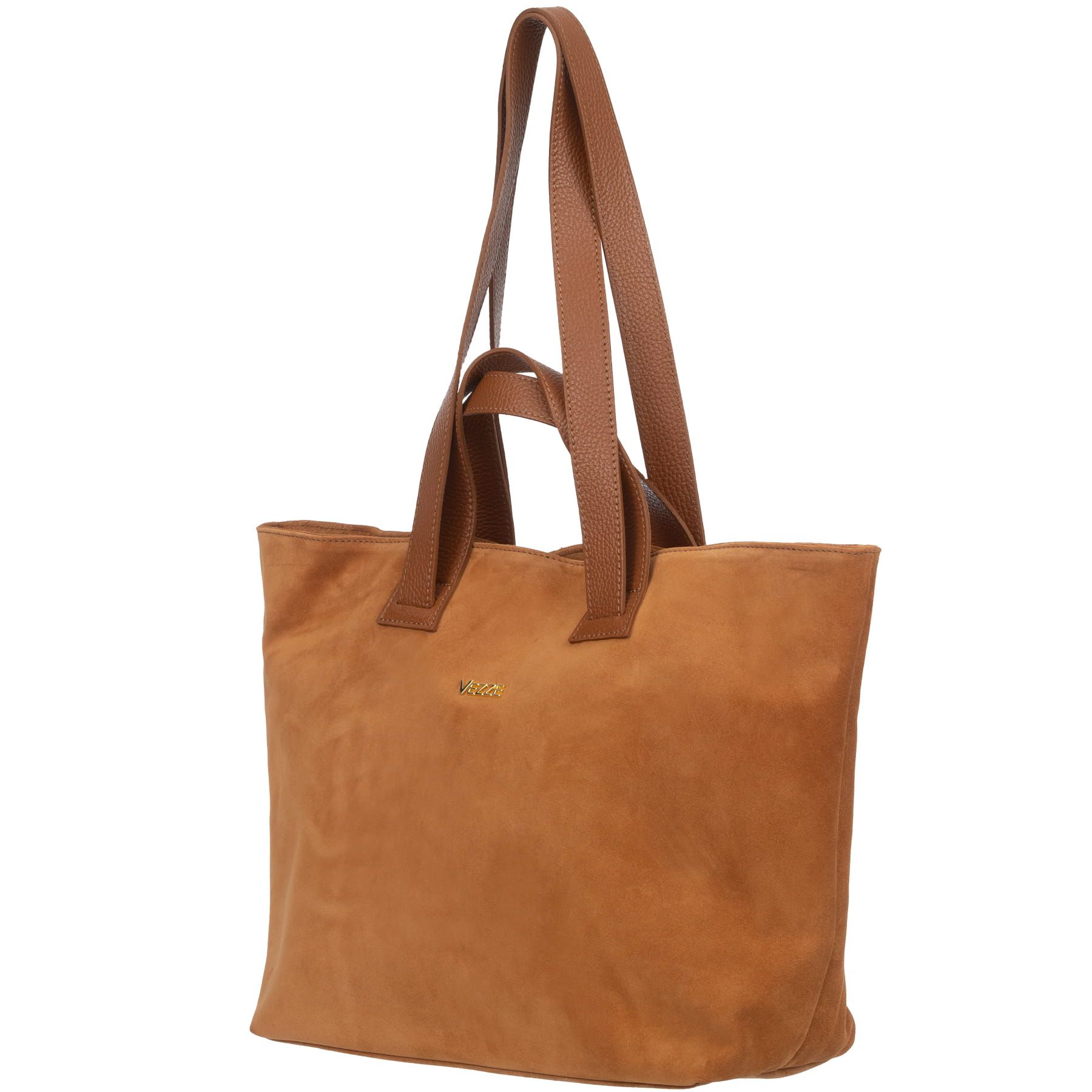 VEZZE torebka zamszowa shopper z długimi rączkami V498 c.bordowa