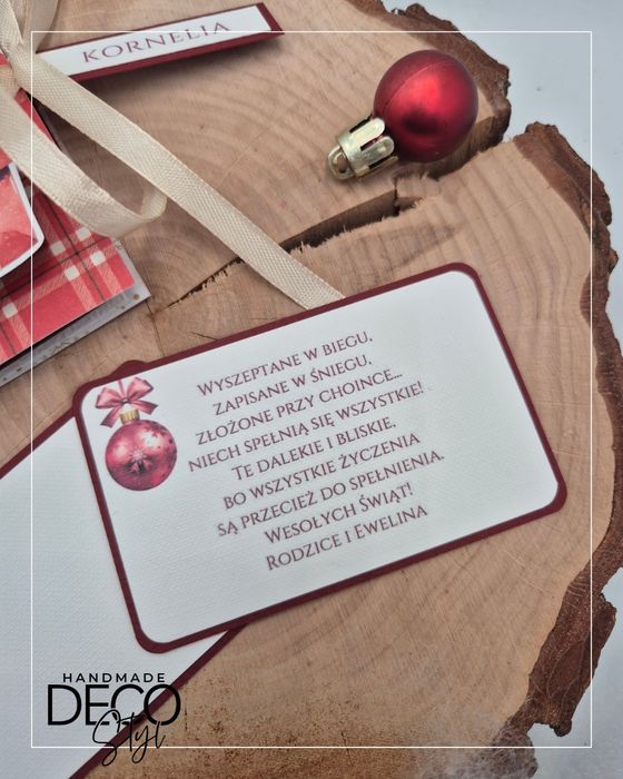 Etui/koperta na kartę podarunkową/pieniądze Boże Narodz. prezent czerw