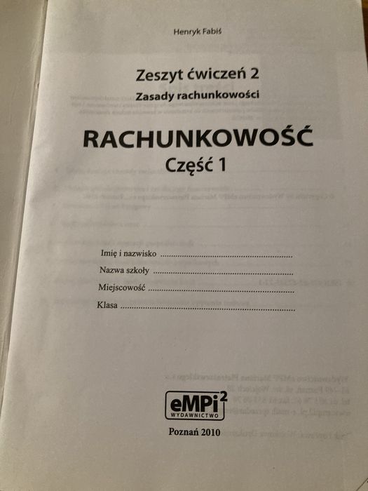 Rachunkowość część 1 zeszyt ćwiczeń 2 i rozwiązania