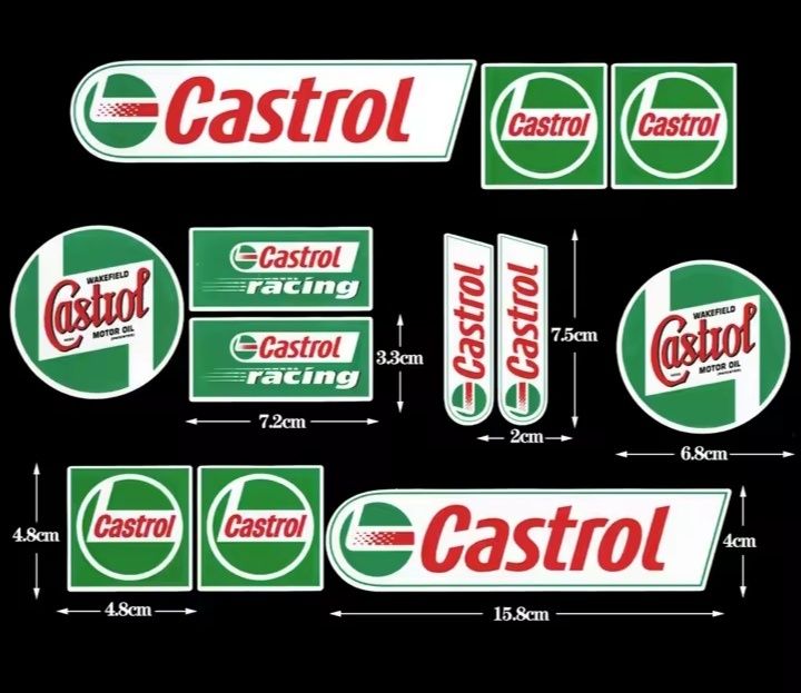 Pack de 12 adesivos Castrol Racing