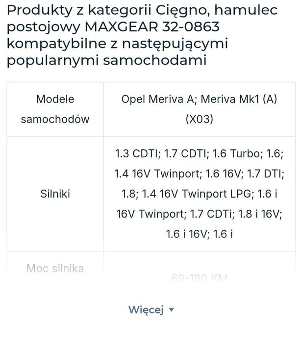 NOWE Linki Linka Hamulca Ręcznego Cięgno OPEL MERIVA A