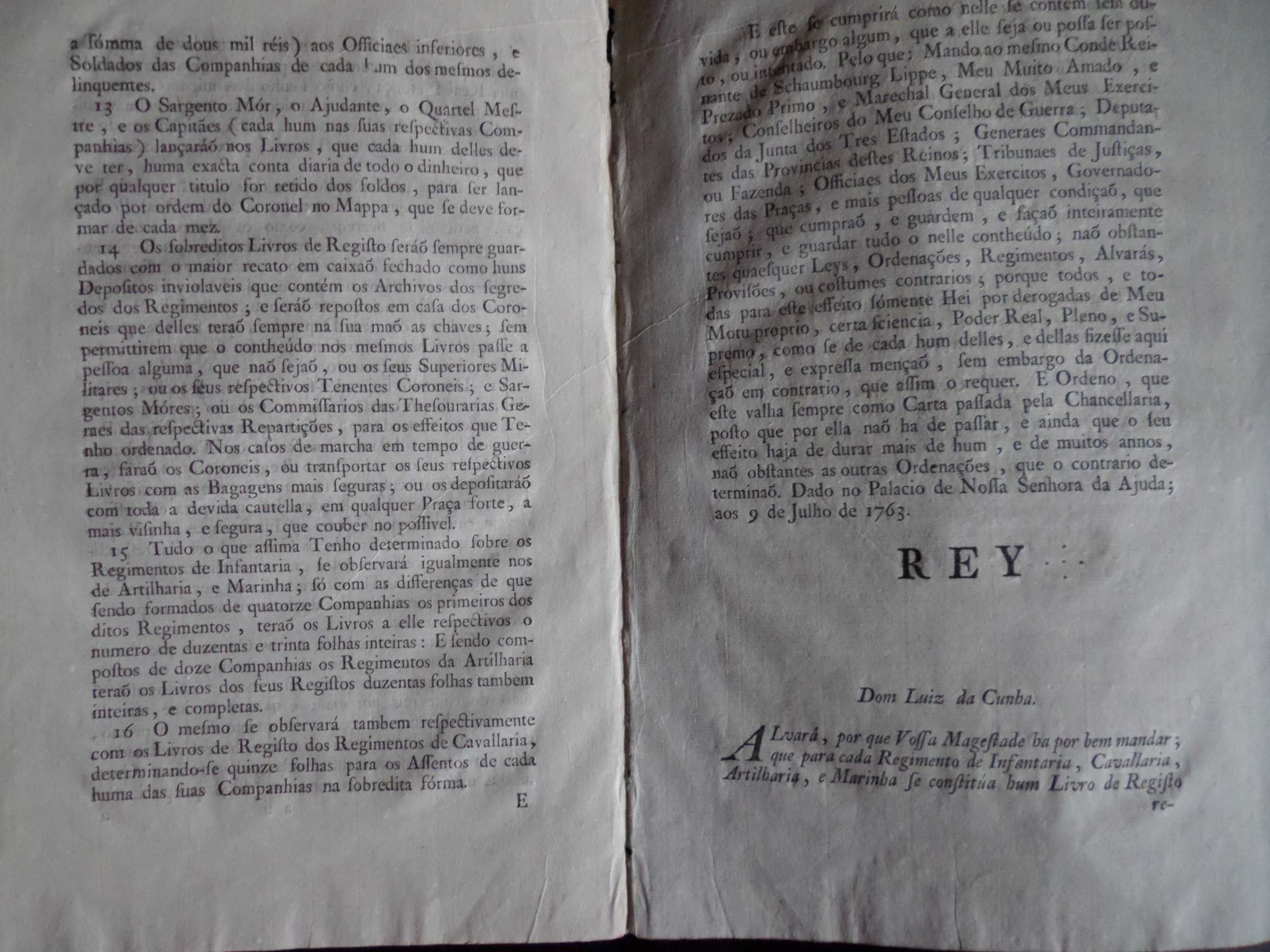 Documento :  Alvará Rei  D. José  1763