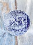 Porcelanowy talerz ozdobny / dekoracyjny Lindner - Kobalt - vintage -